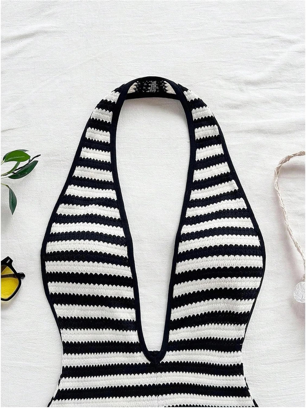 Striped Textured Halter Jumpsuit