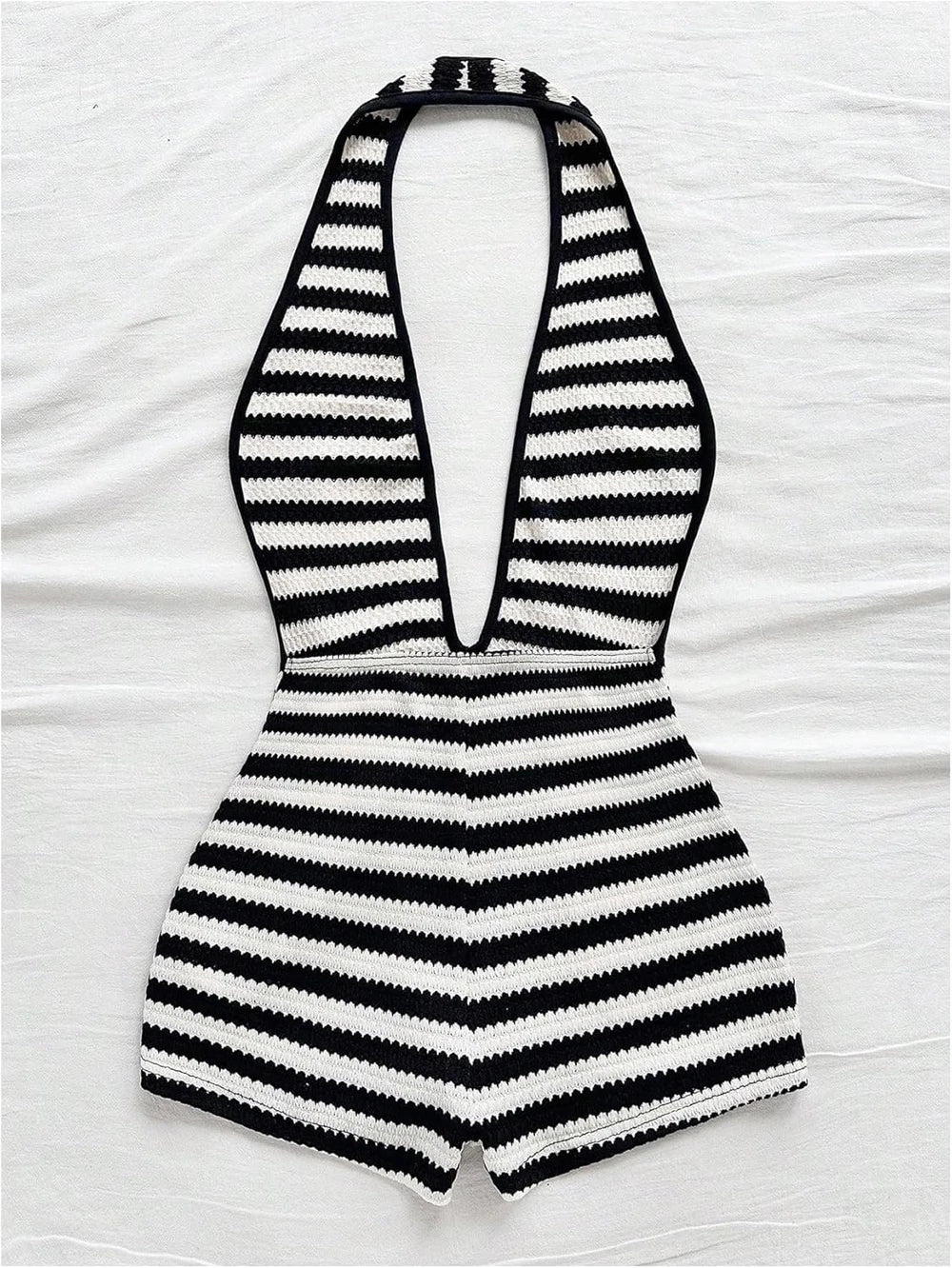 Striped Textured Halter Jumpsuit